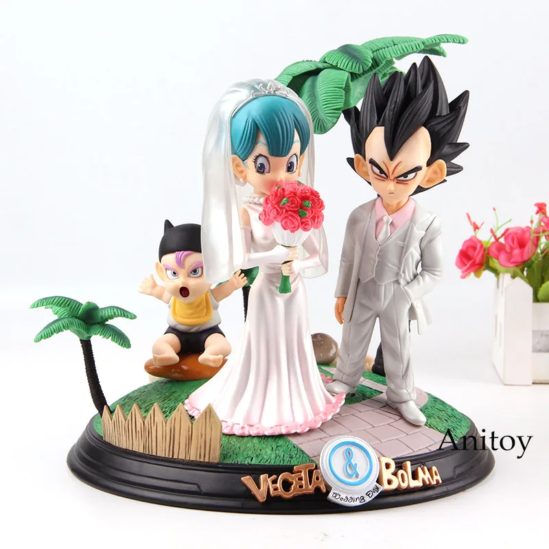 

Anime Dragon Ball Figure Vegeta & Bulma Wedding Day with Trunks Baby PVC Vegeta Dragon Ball Bulma Figure Collection Model Toy