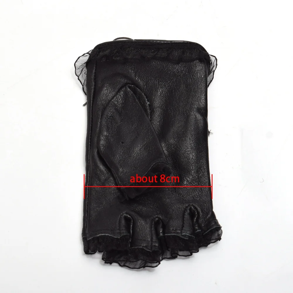 Vintage Gothic Lolita Steampunk Gear Gloves Black PU Lace Up Bow Gloves 