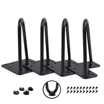 

10-15cm Satin Black Hairpin Legs with Screws, Century Modern Table Legs, for Coffee Table,TV Stand,Sofa Side Table,Night Stands