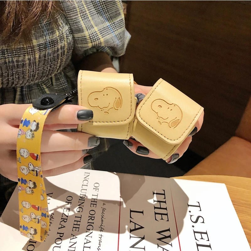 

Cute Dog PU Leather Case for Apple Airpods Case with Strap Accessories Bluetooth Earphones Protective Cover Headphones Box Bag