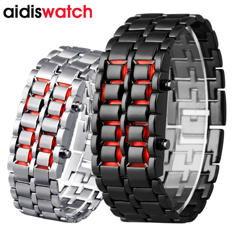 Sport Watches Mens Fashion LED Watch Electronic Silver Tungsten Black Steel Clock Waterproof Outdoor Sports Man Women Wristwatch