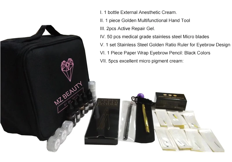 Kits de Maquiagem Tatuagens da Sobrancelha Microblading Profissionais Permanente Starter Tattoo Supplies 3d Pmu Agulhas Conjuntos Micropigment Kit 2 Kit tattoo supplies 3D pmu tatuagens da