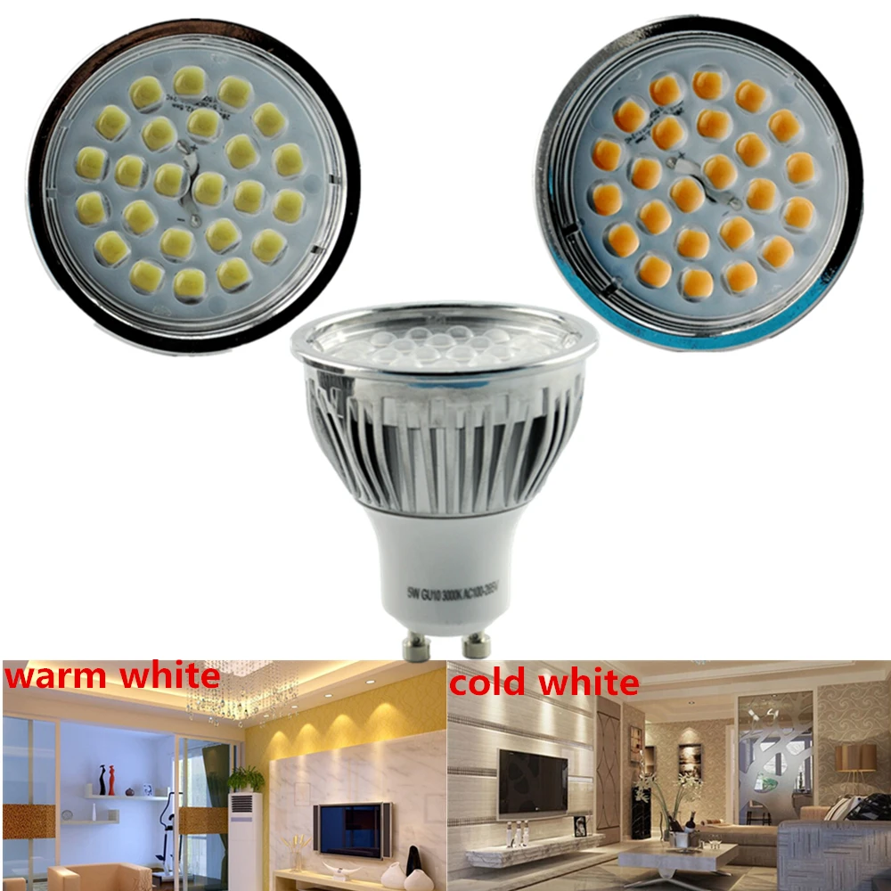 

GU10 5W Led Spotlight for Living Room Bed Room Droplight AC100-265V LED Bulb SMD2835 Warm white/Cold White Led Lampada 340-370LM