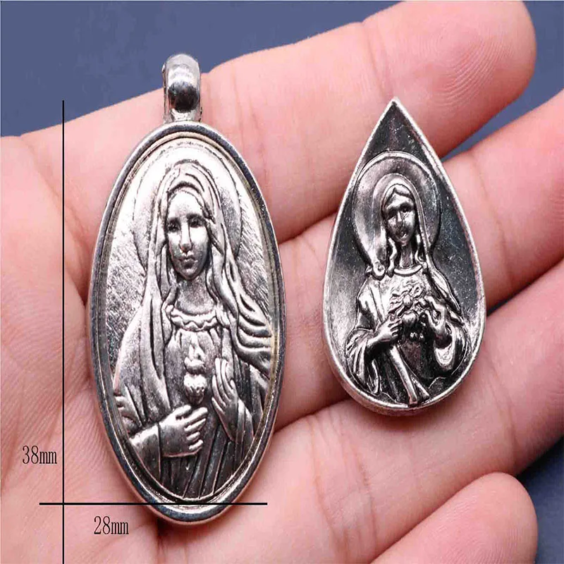 

20 pieces / Catholic Maria Compass icon medal. Mercy Mary Key Chain Medal Holder Pendant