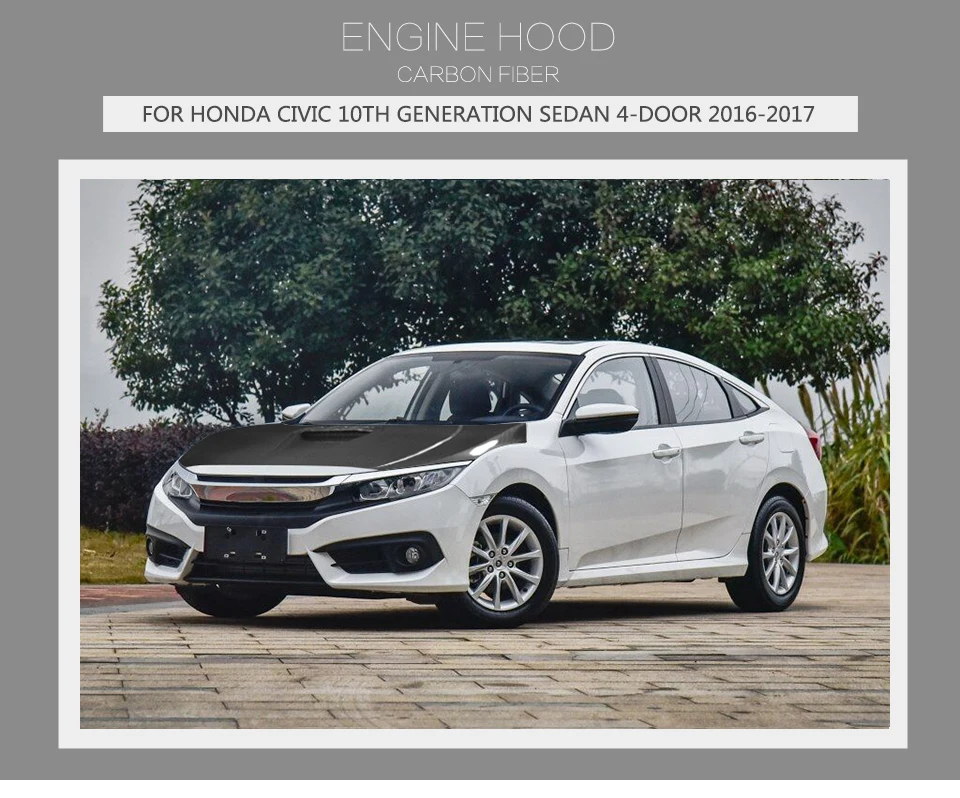 Автомобильный Стайлинг из углеродного волокна передний капот Bonnets Чехлы для Honda Для Civic 10-го поколения Седан 4 двери