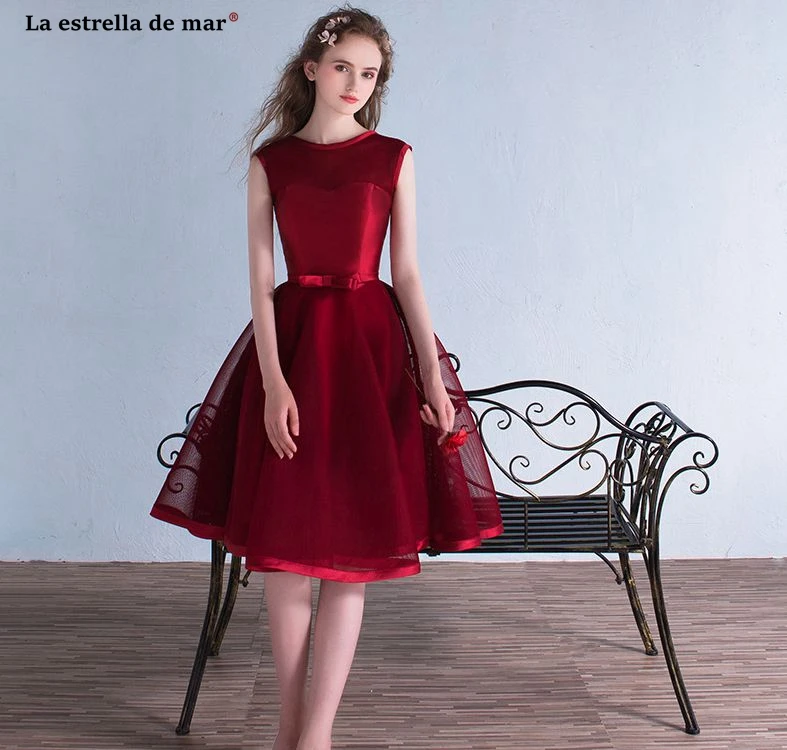 Vestido de festa para casamento2019 новое платье подружки невесты в бургундском стиле короткое платье abiti damigelle