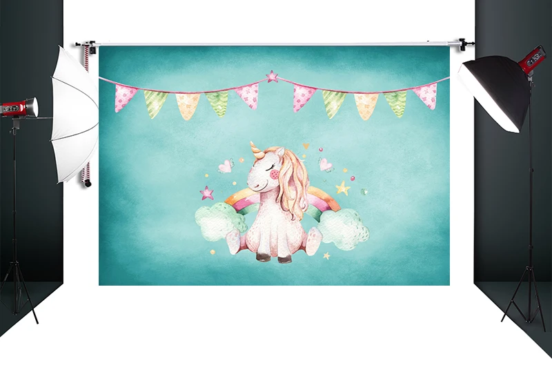 unicorn birthday party backdrop dessert table decoration baby shower background photo studio props children photography w-420