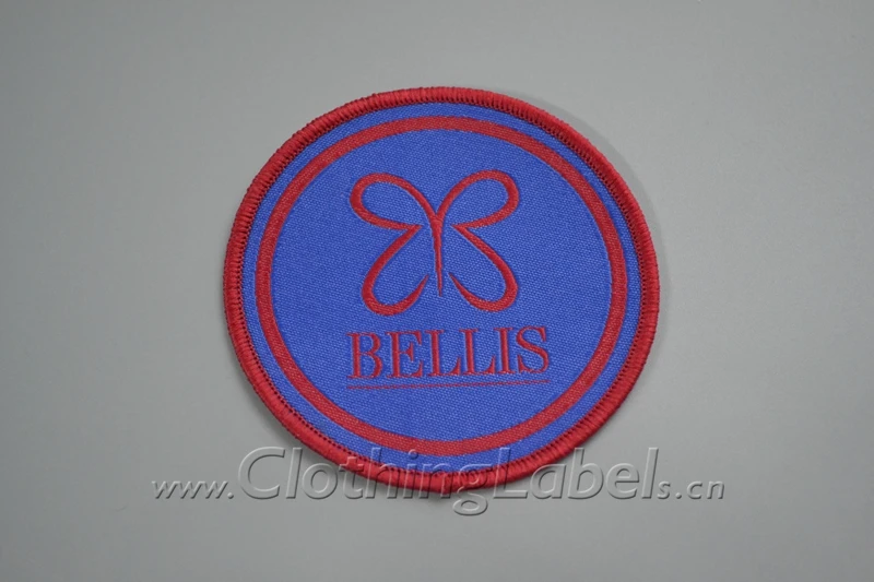 Custom woven embroidery patch, edge locked woven labels patch, many