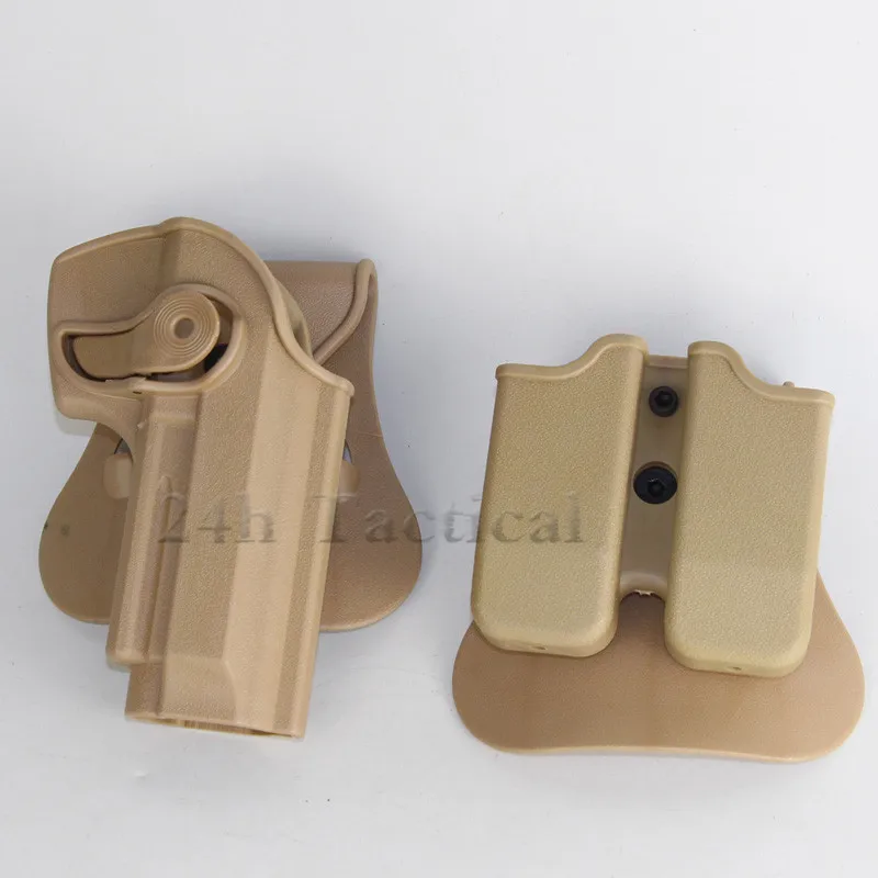 

IMI DEFENSE Polymer Retention Roto Holster and Double Magazine Holster Fits For Beretta M9 92 96 Holster TAN