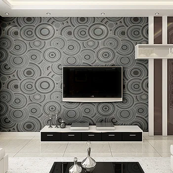 

PAYSOTA Modern Simple Non-woven Cloth Wall Paper Abstract Embossed Gray Ring Bedroom Living Room TV Set Wall Paper Roll