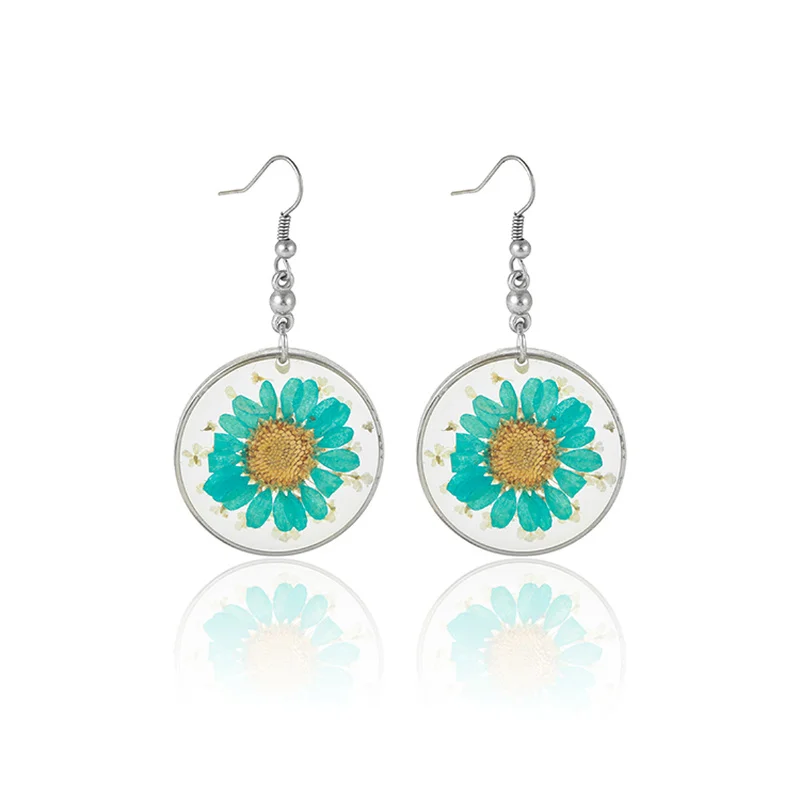 

Good craftsmanship vogue female chrysanthemum inside round transparent big bangle earrings