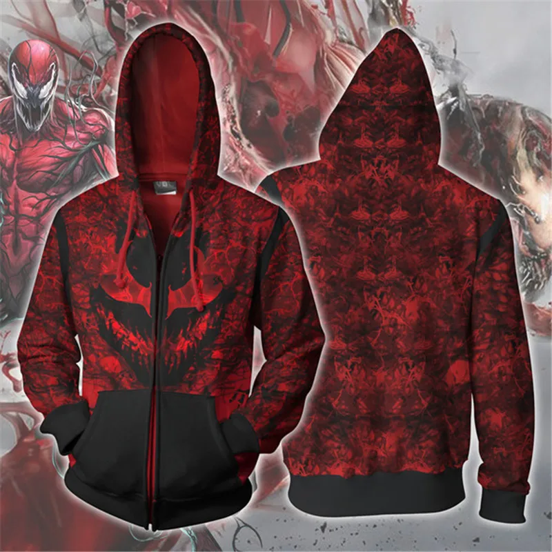 Fans Wear Sweatshirt The Amazing SpiderMan Black Spider Venom Hoodie Cletus Kasady Cosplay Hooded Fans Wear Sweatshirt The Amazing SpiderMan Black Spider Venom Hoodie Cletus Kasady Cosplay Hooded