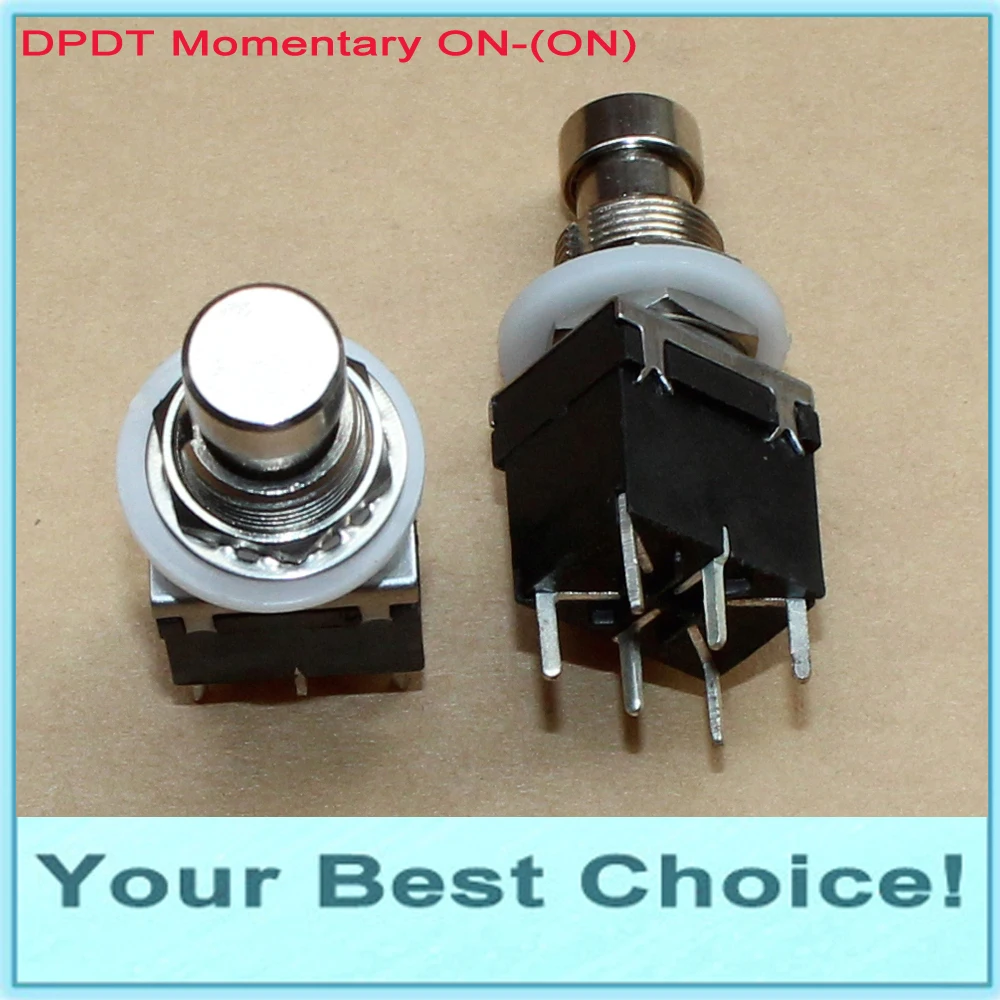 

5pcs/Lot DPDT Momentary ON-(ON) Guitar Effect Push Button Stomp Pedal Foot Switch,PCB Lug
