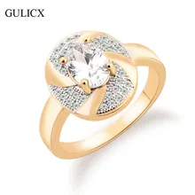 GULICX Luxury 2016 New Fashion Ring for Women Gold Platinum Plated Ring Large Oval Crystal Cubic Zirconia Wedding Ring R238