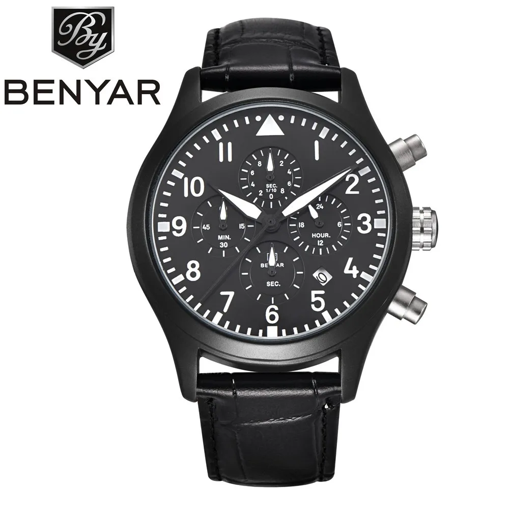 BENYAR-Watches-Men-Military-Leather-Quartz-Watch-Luxury-Brand-Waterproof-Multifunction-Sport-Wristwatch-relogio-masculino