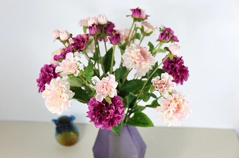 Flone 3 Heads Artificial Paeonia Flower Branch Simulation Silk Flowers Hydrangea Fake Flower Bouquet Home Party Decor Floral (12)
