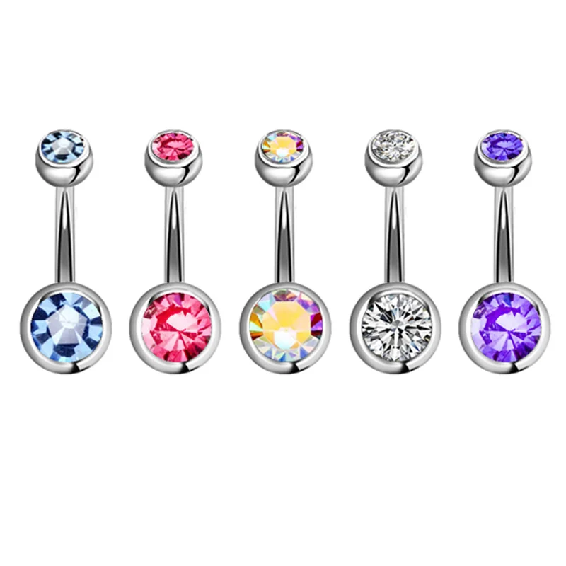 5/10/15/20pcs/lot Crystal Piercing Navel Surgical Steel Rhinestone Belly Button Rings Navel Piercing Ombligo Ball Nombril - Окраска металла: 5PCS