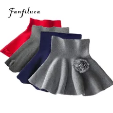 Fanfiluca/Модная одежда для девочек от 24 месяцев до 6 лет Однотонная юбка-пачка для детей вязаная юбка с высокой талией Зимние юбки-пачки для школьниц