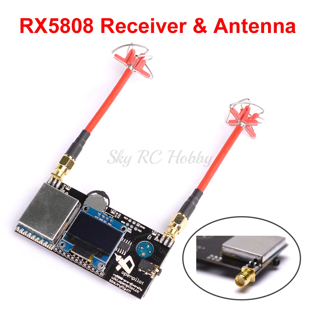 Приемник RX5808 Pro 5 8G 40CH разнообразие FPV с OLED дисплеем/4 листовой Клевер AV передача RHCP
