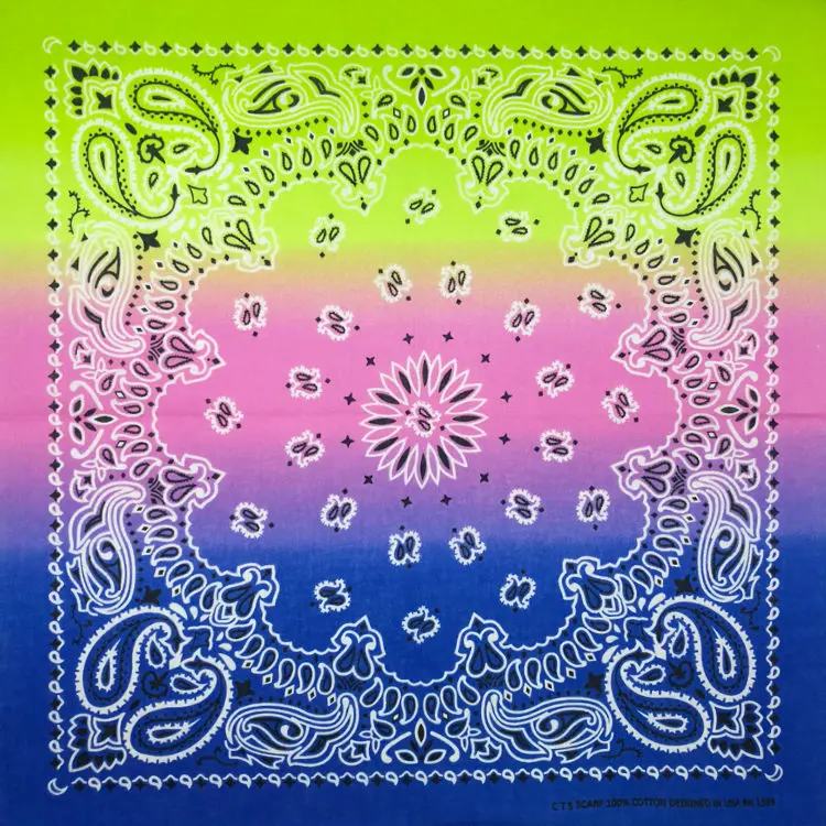 barbour scarf mens 100% Cotton Gradient series Colorful Paisley Punk Hip hop Headwear Kerchief Bandanas Neckerchief Square Scarf for Women/Men/Boys men wearing scarves