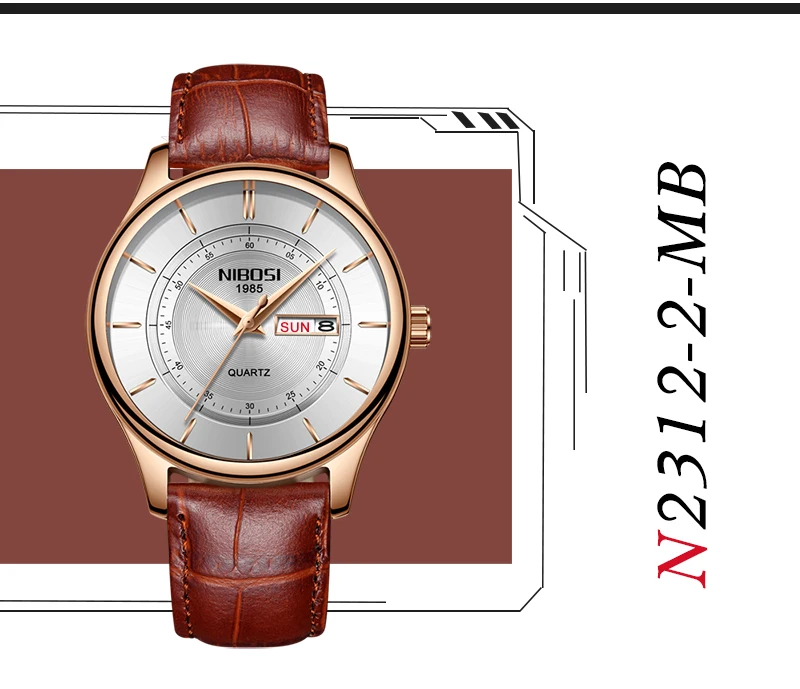 Relogio NIBOSI Watch Men Waterproof Leather And Steel Band Men Watch Date Day Blue Wrist Watch Analog Quartz Fashion Male Clock  (11)