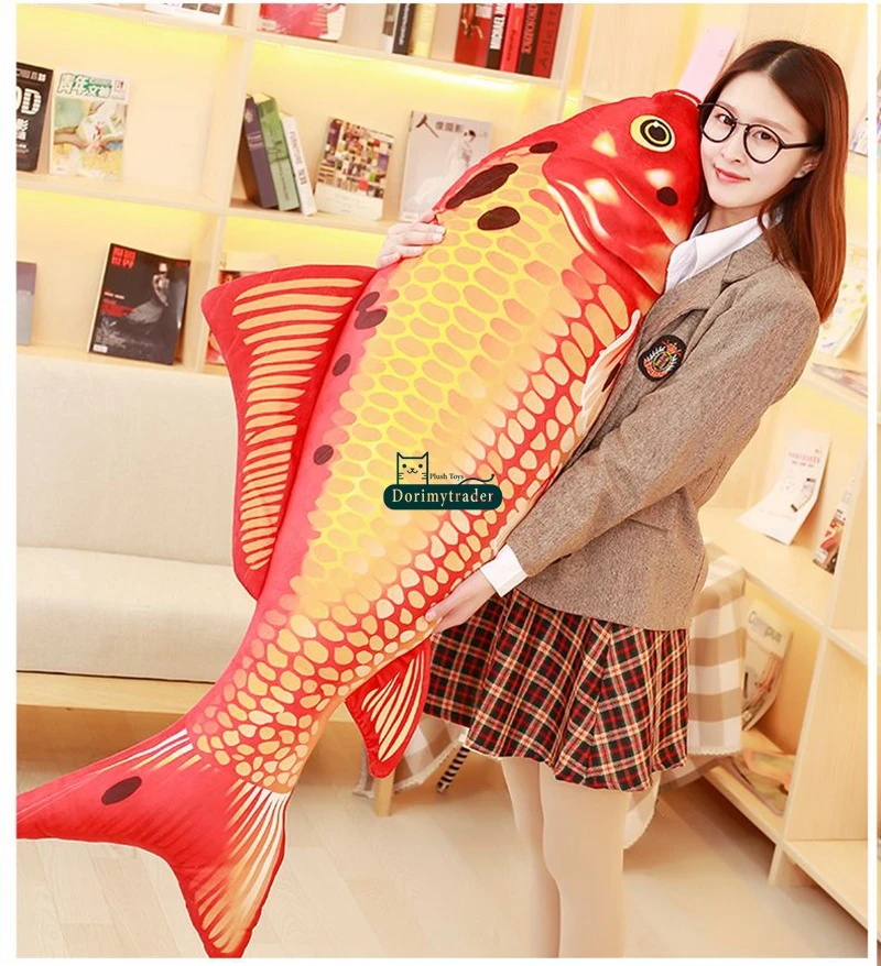 Dorimytrader 135cm Large Simulated Animal Koi Fish Plush Toy Stuffed Soft Fishes Animals Pillow  Doll 53inches Gift Home Decoration DY61692 (22)