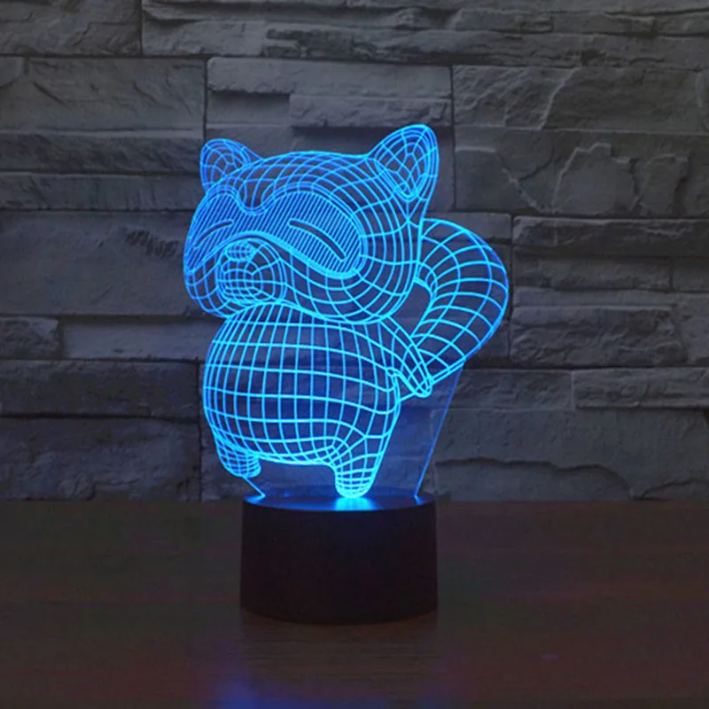

Cute racoon Aniaml Night Lights For Children Color Changing Led Lighting Novelty Gifts
