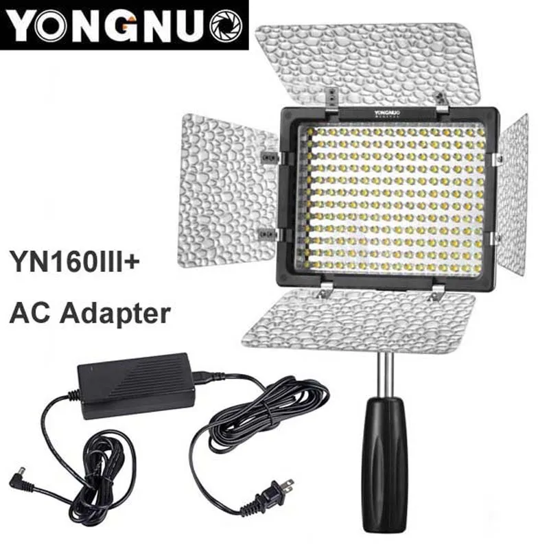 Yongnuo YN160 III 3200-5500K CRI95 160 LED Video Light with AC DC Power Adapter for Canon Nikon Sony DSLR & Camcorder | Электроника