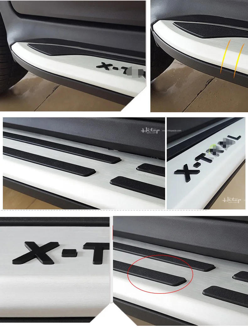 Боковые ступени автомобиля Беговая доска боковая планка для Nissan X-trail Rouge, алюминиевый сплав+ ABS, удлиненный Модернизированный кронштейн, прочный