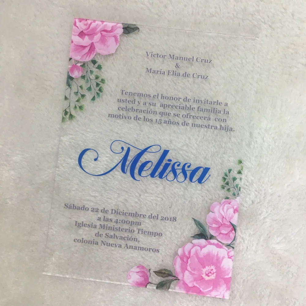  Nice luxurious wedding invitation card colorful printing flower acrylic card greeting invitations w - 32915649835