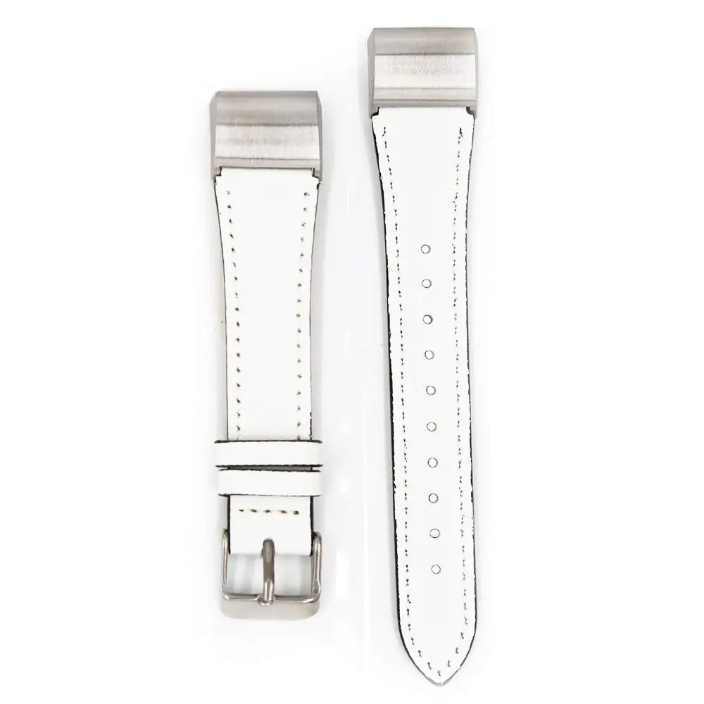 Genuine Leather Band for Fitbit Charge 2 Bands Classic Wristband Metal Connectors Fitness Strap Women Men Small Large (4)