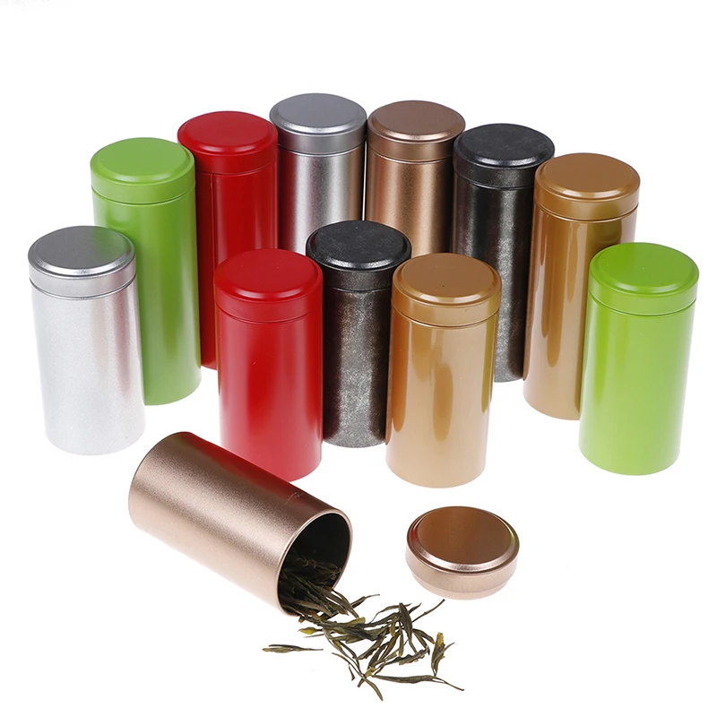 

Tea Caddy Mini AluminumLeaves Container Portable Travel Tea Caddy Organizer Storage Boxes Sealed Coffee Powder Cans Tea