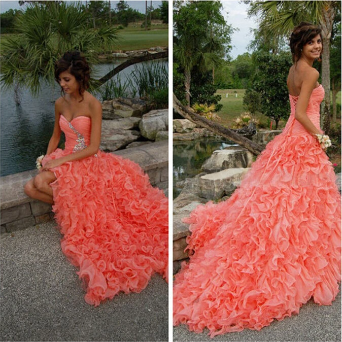 

Prom dresses 2015 Hot&Sexy After short before long Sweetheart Luxury crystal Ruffles Off the Shoulder Beading party gown