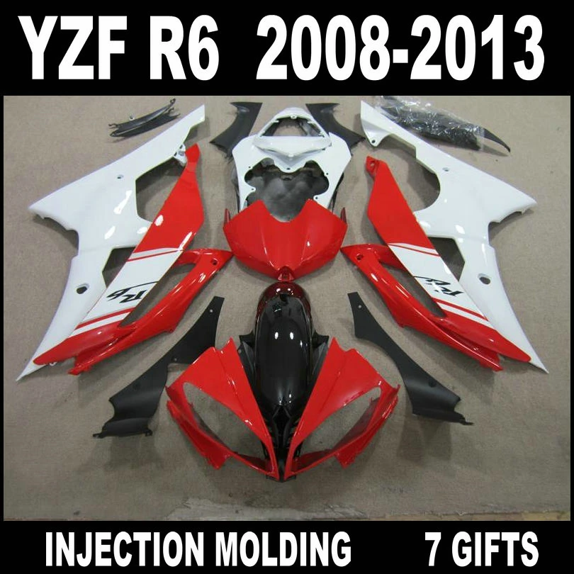 

Hot sale Injection molding for YAMAHA R6 fairing kit 08 09 10 11 12 13 fairings 2008 - 2013 YZF R6 red white glossy flat black