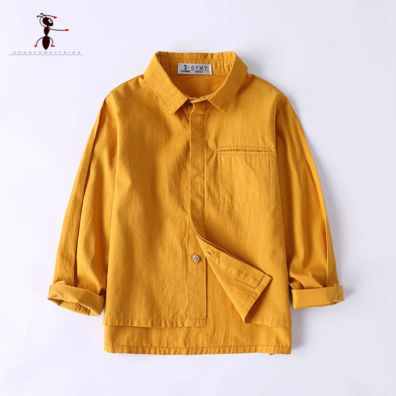 

Kung Fu Ant 2018 Solid Turn-down Collar Fashion Full Sleeve Casual Shirts Spring Autumn Children Clothing Chemise Enfant 2950