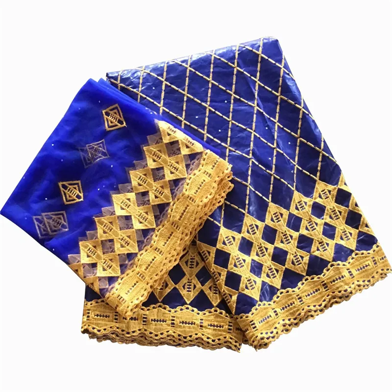 5 ярдов+ 2 ярдов африканская гипюровая кружевная ткань Высокое качество Чистая кружевная ткань Базен Riche вышивка вечернее платье! KY9