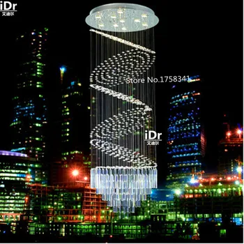 

Modern LED chandelier penthouse stair staircase hall light long crystal lamp hanging wire lights villas Luxury lamp