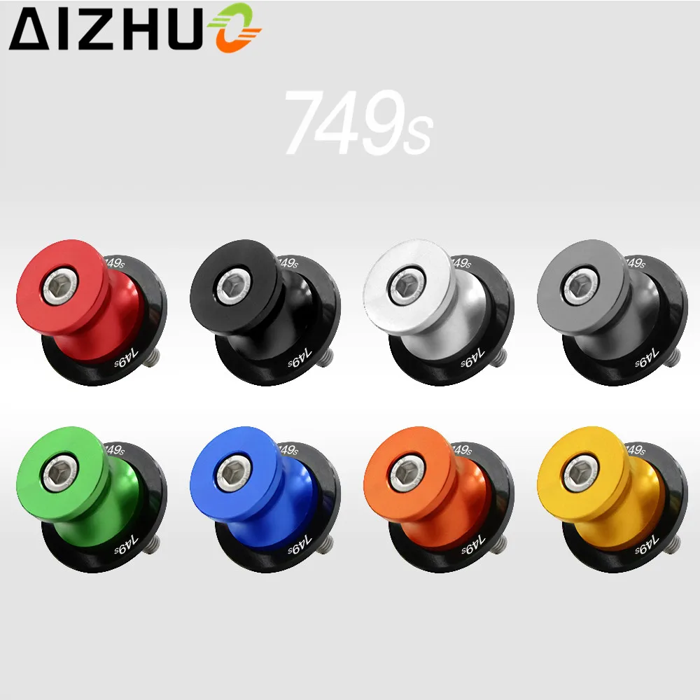 For Ducati 749S 749 S Motorcycle Swingarm Slider Spool 8mm With 749S LOGO CNC Aluminum 8 Color Motorbike Accessory Stand Screws