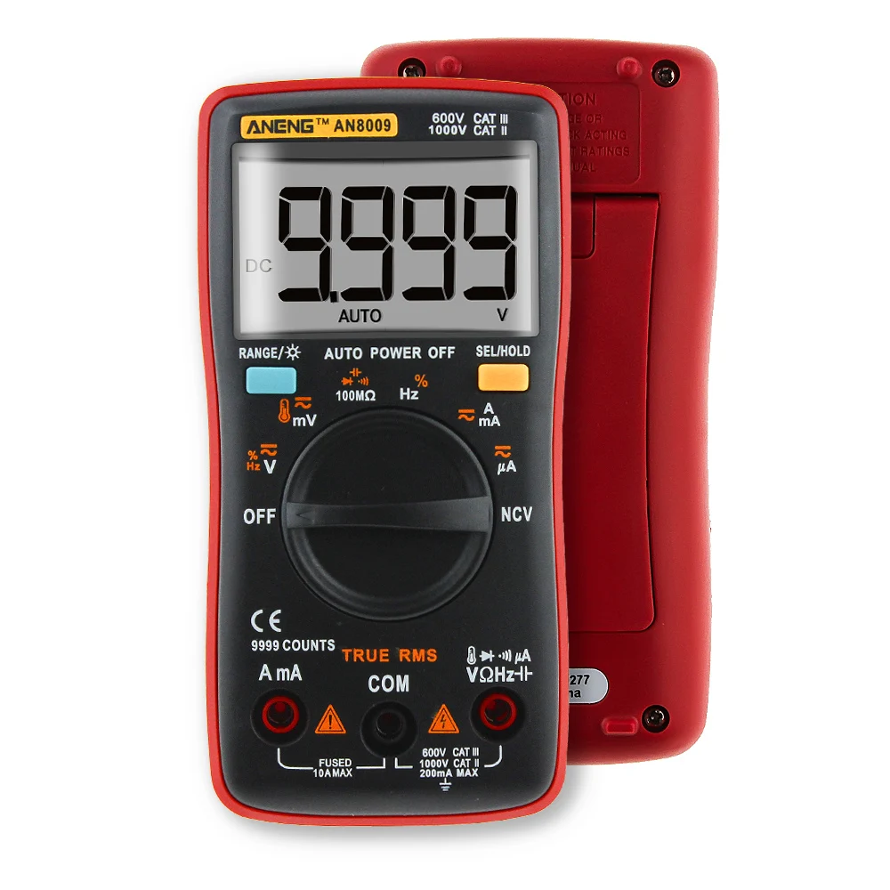 Цифровой мультиметр AN8008 AN8009 с автоматическим диапазоном 9999 отсчетов амперметр