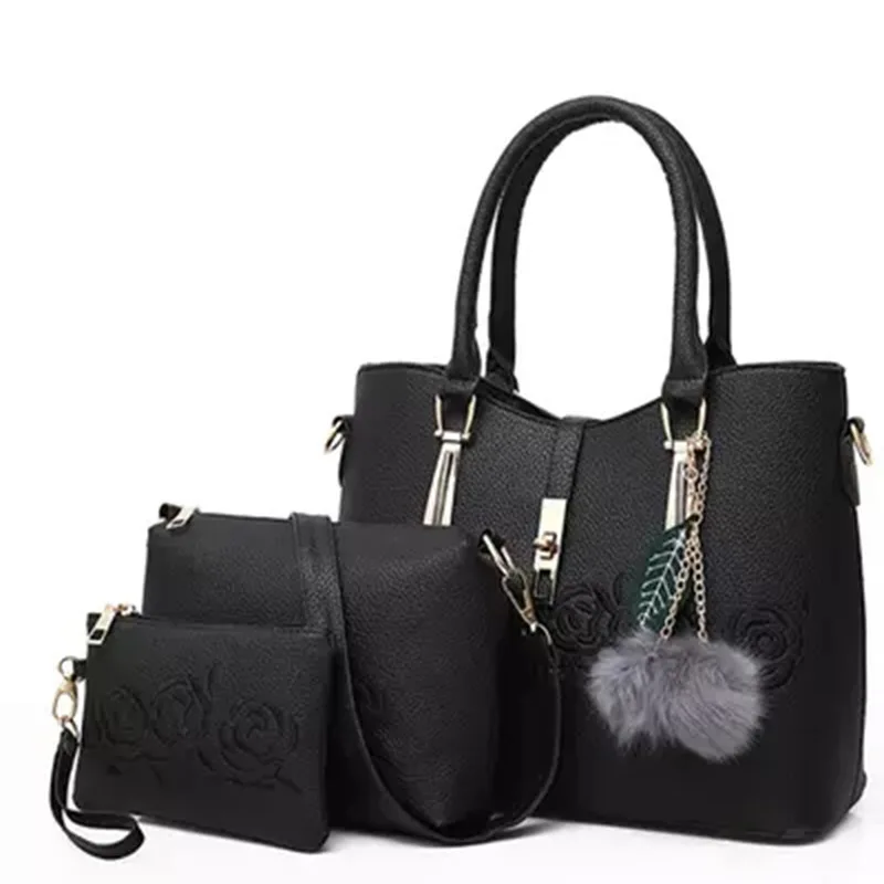 Herald модные 3 шт. кожаные сумки женская сумка через плечо известного бренда женская повседневная сумка-тоут женская сумка-мессенджер Bolsas Feminina - Цвет: Black