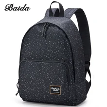 BAIDA Brand Canvas Printing Black Backpack Women School Bags for Teenage Girls Star Rucksack Vintage Laptop