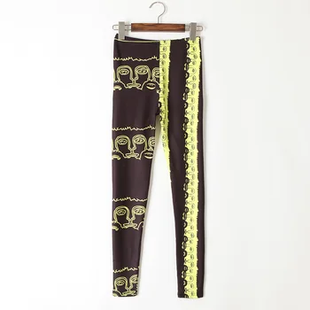 

2018 NEW Women Leggings Skull Striped Patchwork Casual Elastic Waist Hip Hop Style Leggings Streetwear