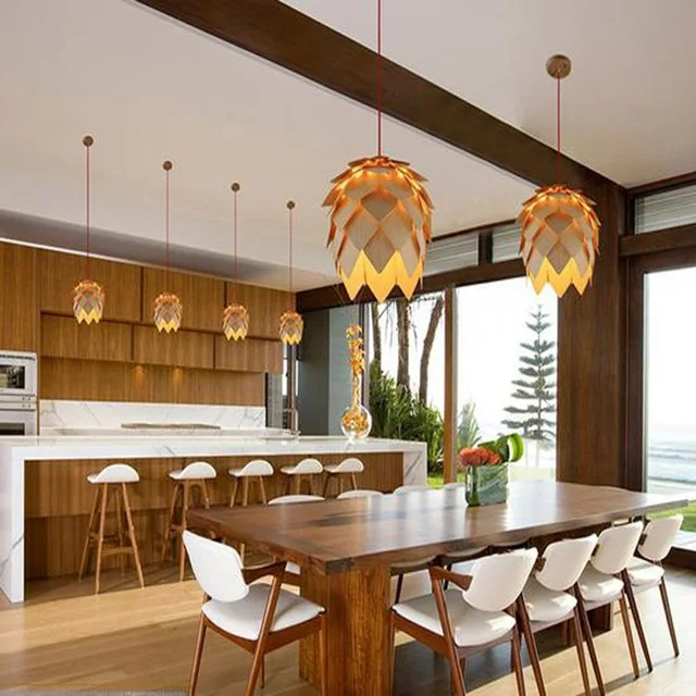 Modern Art Wooden Pinecone Pendant Lights Home Restaurant Hanging Modern Art Wooden Pinecone Pendant Lights Home Restaurant Hanging Pine Cone Wood Lamps Decorative Light Fixtures