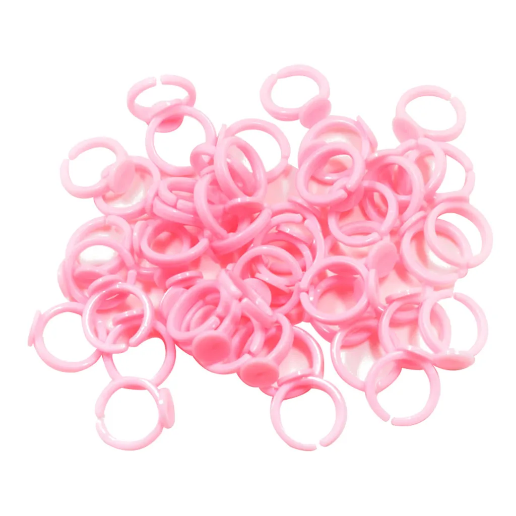 50 Piece 14mm Pink Plastic Children Adjustable Ring Base for Making toys Kids Crafts DIY Kids Jewelry Ring 