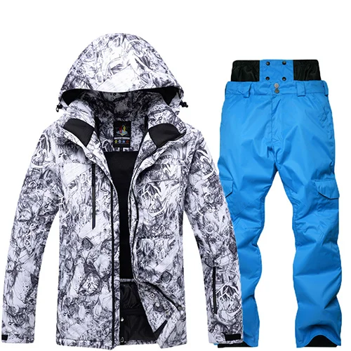 Новинка, хит, лыжный костюм для мужчин, для сноуборда, Двойные лыжи, водонепроницаемый, зимний, для улицы, лыжный костюм, мужской костюм, куртка+ штаны, плотный теплый зимний костюм - Цвет: color