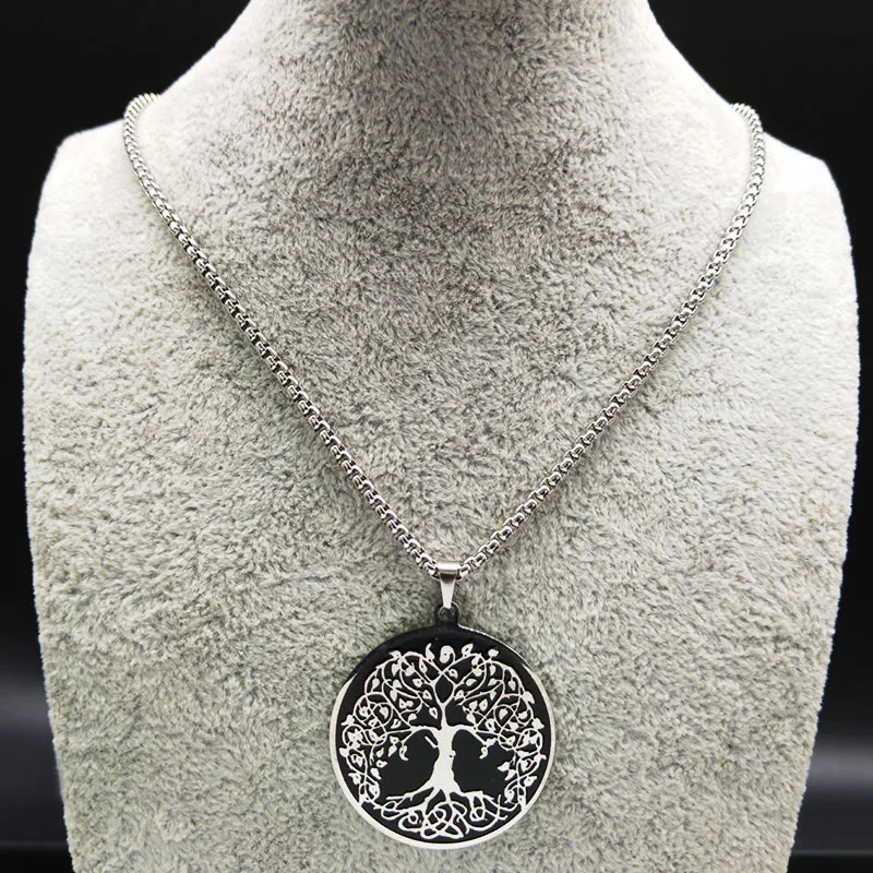 Модное мужское ожерелье из нержавеющей стали, черное дерево жизни, колье, ожерелье, ювелирное изделие, подарок, corrente masculina B18198