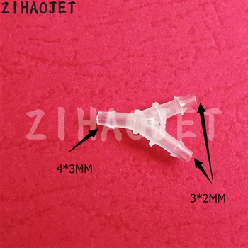 

30pcs/lot Plastic ink tube connector Eco solvent printer tube connector 4X3mm to 3X2mm Mutoh Roland Mimaki Y shaped connectors