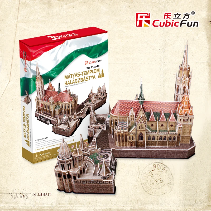 

Educational toy 1pc CubicFun creative Hungary Church 3D paper DIY jigsaw puzzle famous model building kits gift toy