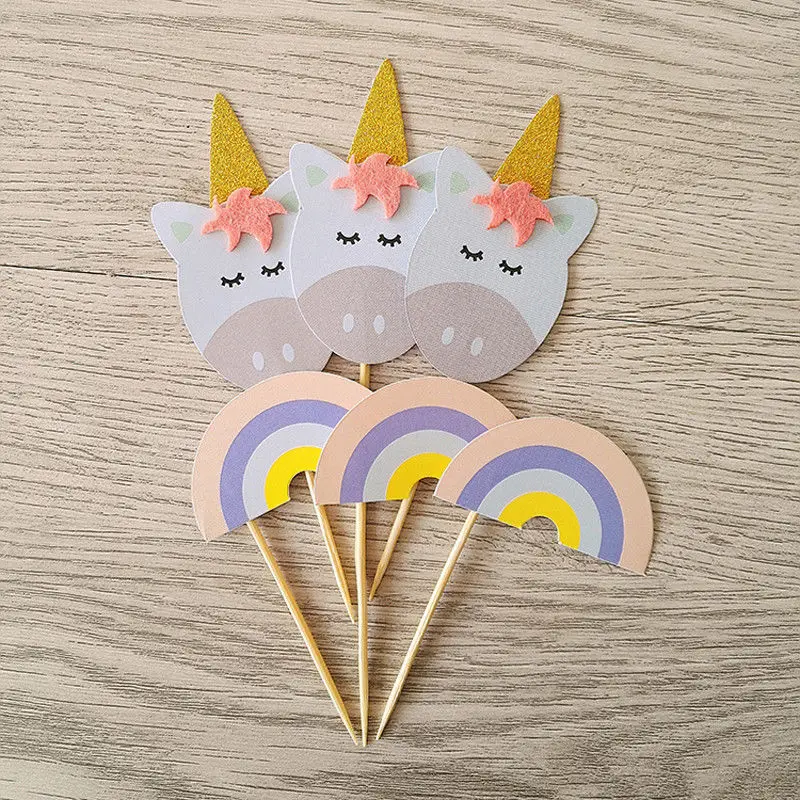 Baby Shower Flags Cupcake Topper Bunting Banner Party Wedding Cake Decorations
