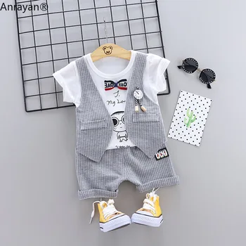 

Children Baby Boys Cotton Clothes Gentleman Bowknot T Shirt Shorts 2pcs/set Infant Fashion Casual Garment Kid Tracksuit SUIT SET